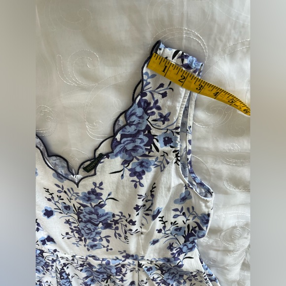 For Cynthia XL White w/Blue Floral Print Sleeveless MidAxi Dress - Picture 6 of 14